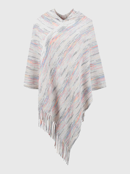 Fringe Hem Hooded Poncho