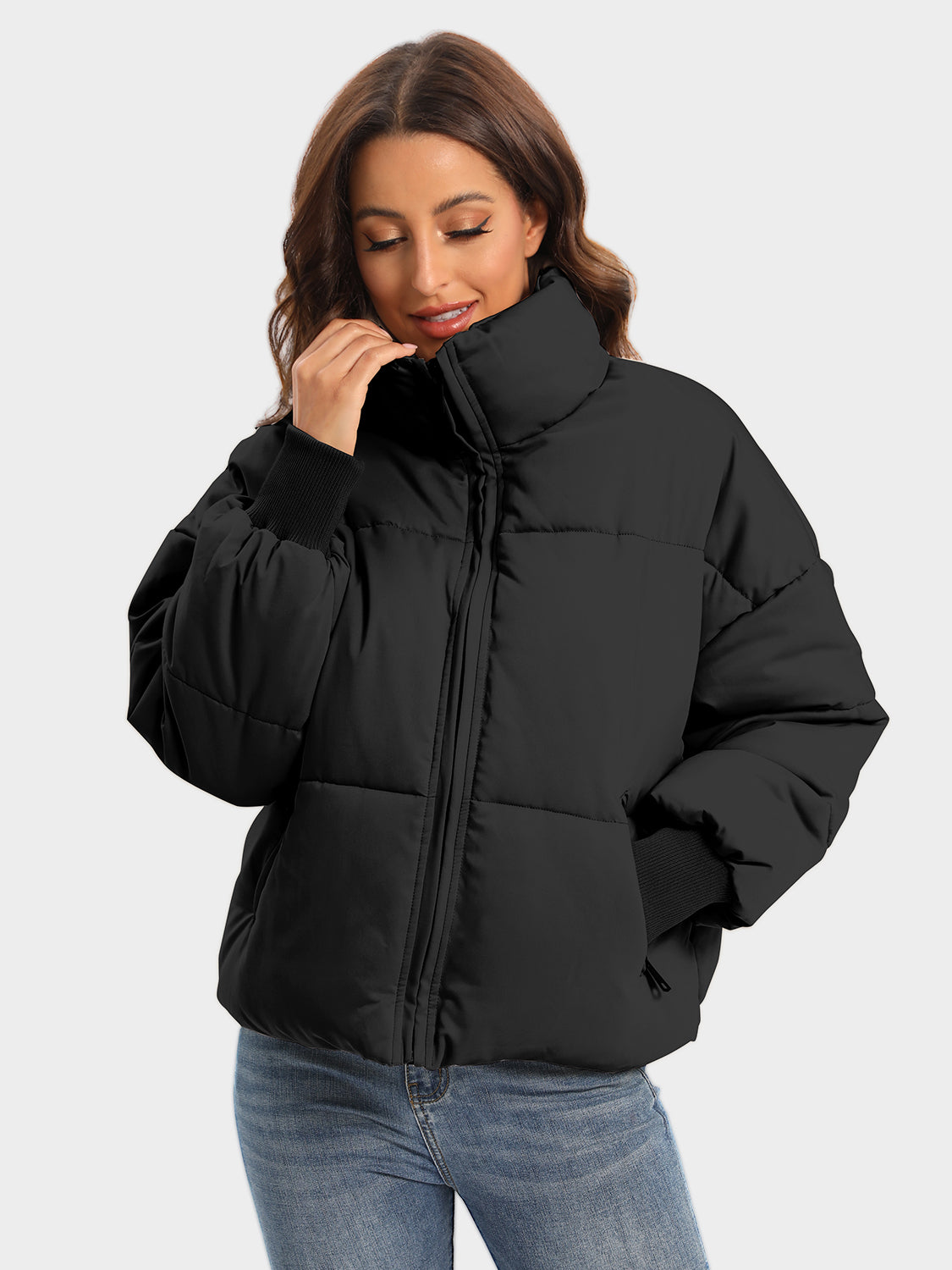 Zip Up Turtleneck Long Sleeve Winter Coat