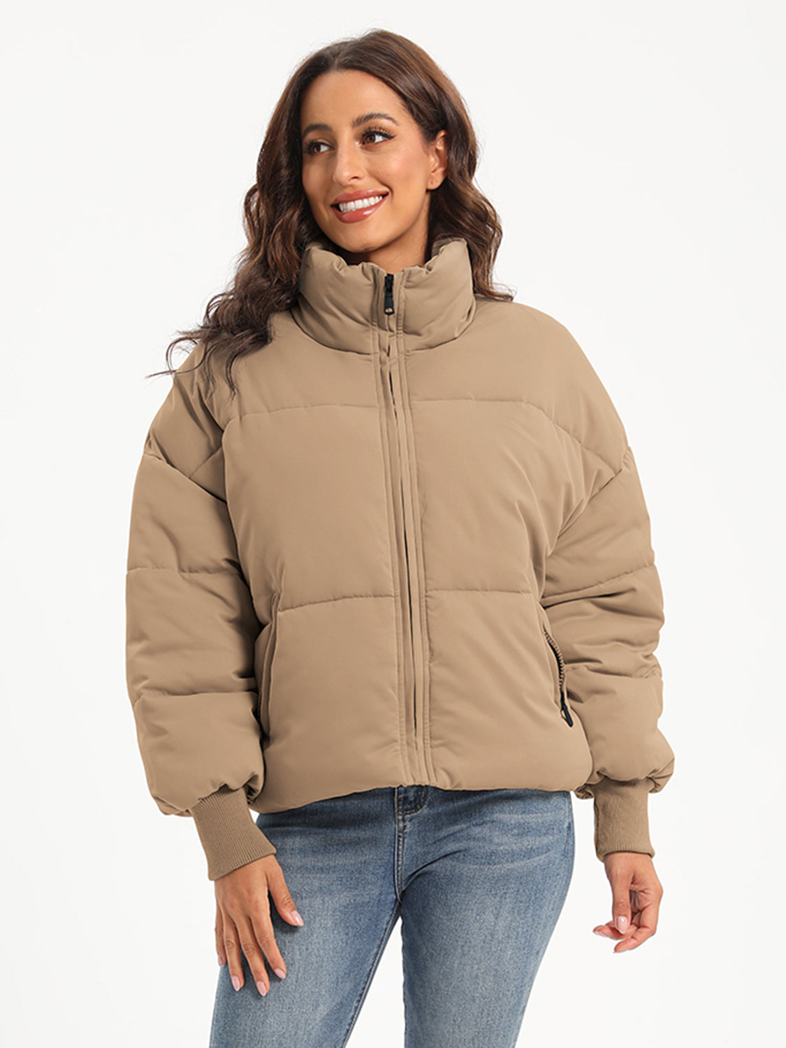 Zip Up Turtleneck Long Sleeve Winter Coat