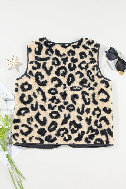 Leopard Button Up Vest Coat