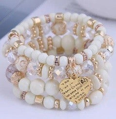 Playful Peach Heart Multi-Layer Bracelet