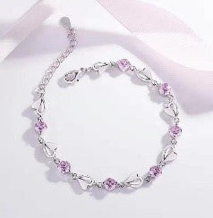 Romantic Heart-Shaped Alloy Bracelet with Sparkling Zircon Inlay