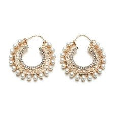 Retro Palace-Style Earrings with Intricate Carvings and Pearl Accents