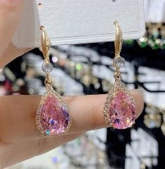 Luxurious Water Droplet Drop Earrings with Sparkling Rhinestones