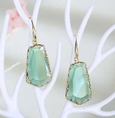 Bold Trapezoidal Earrings with Irregular Crystal Accents