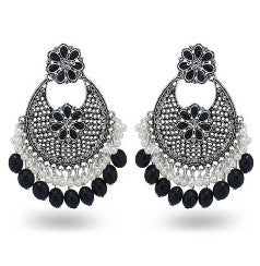 Retro Floral Drop Earrings with Artificial Pearls and Sparkling Rhinestones