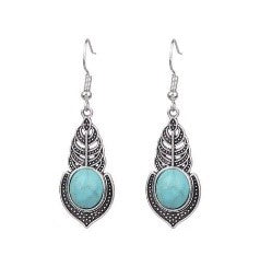 Vintage-Inspired Turquoise Water Droplet Earrings in Plated Alloy