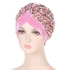 Stylish Multi-Color Flannel Turban Cap with Embroidered Design