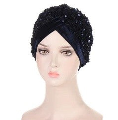 Stylish Multi-Color Flannel Turban Cap with Embroidered Design