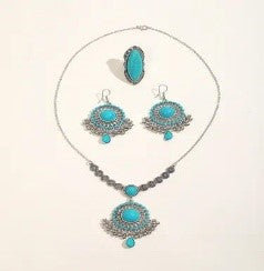 Bohemian Turquoise Geometric Jewelry Set