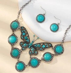 Retro Turquoise Butterfly Jewelry Set