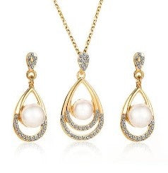 Elegant Bridal Pearl Droplet Jewelry Set