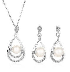 Elegant Bridal Pearl Droplet Jewelry Set