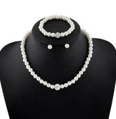 Bridal Elegance: Imitation Pearl 3-Piece Jewelry Set