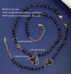 Gold-Plated Cross, Leaf & Heart Jewelry Set