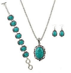 Retro Ethnic Turquoise Geometric Jewelry Set