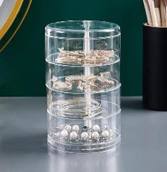 Multi-Layer Rotating Jewelry Storage Box with Transparent Design