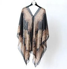 Geometric Print Chiffon Streetwear Shawl