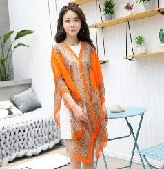 Geometric Print Chiffon Streetwear Shawl