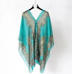 Geometric Print Chiffon Streetwear Shawl