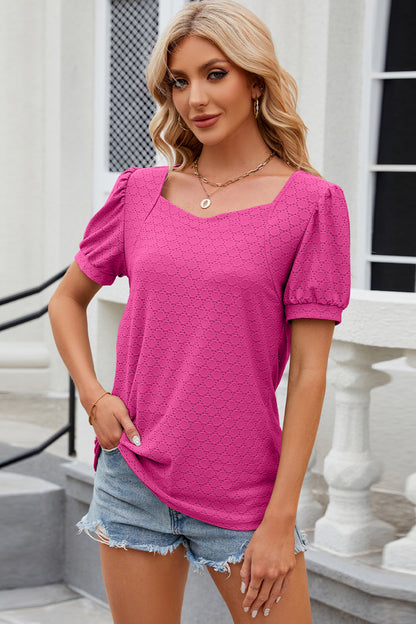 Eyelet Short Sleeve Top