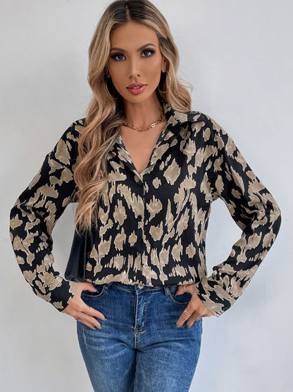 Printed Button Down Collared Neck Long Sleeve Shirt