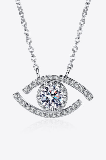 Moissanite Evil Eye Pendant 925 Sterling Silver Necklace