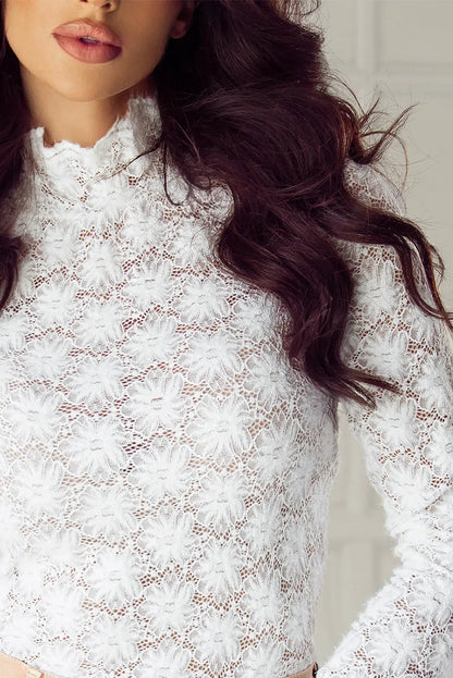 Lace Mock Neck Long Sleeve Top